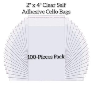 100 Ct Clear Self Adhesive Cello Bags 2" x 4" | Jewelry Packaging. NWOT